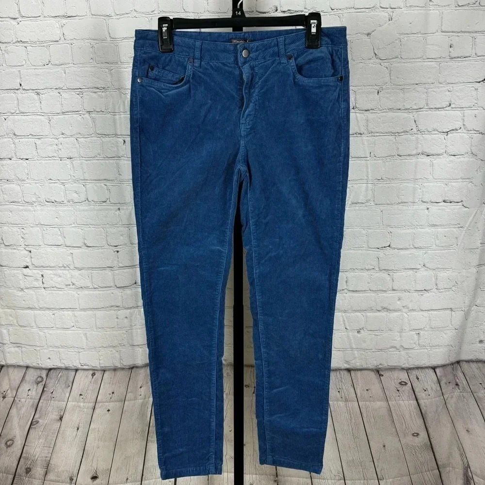 J. McLaughlin Blue Straight Leg Corduroy Pants Size 8